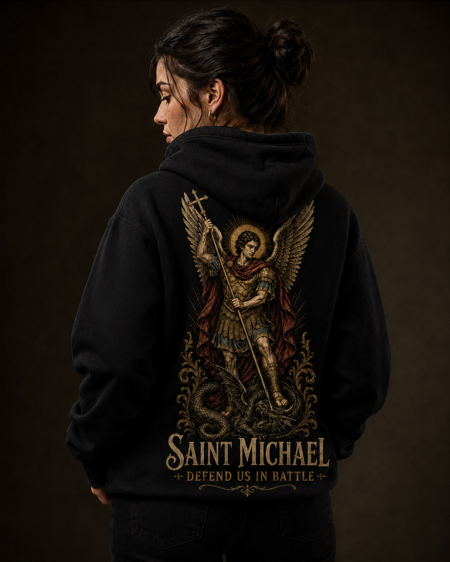 St. Michael — Defend Us in Battle Hoodie